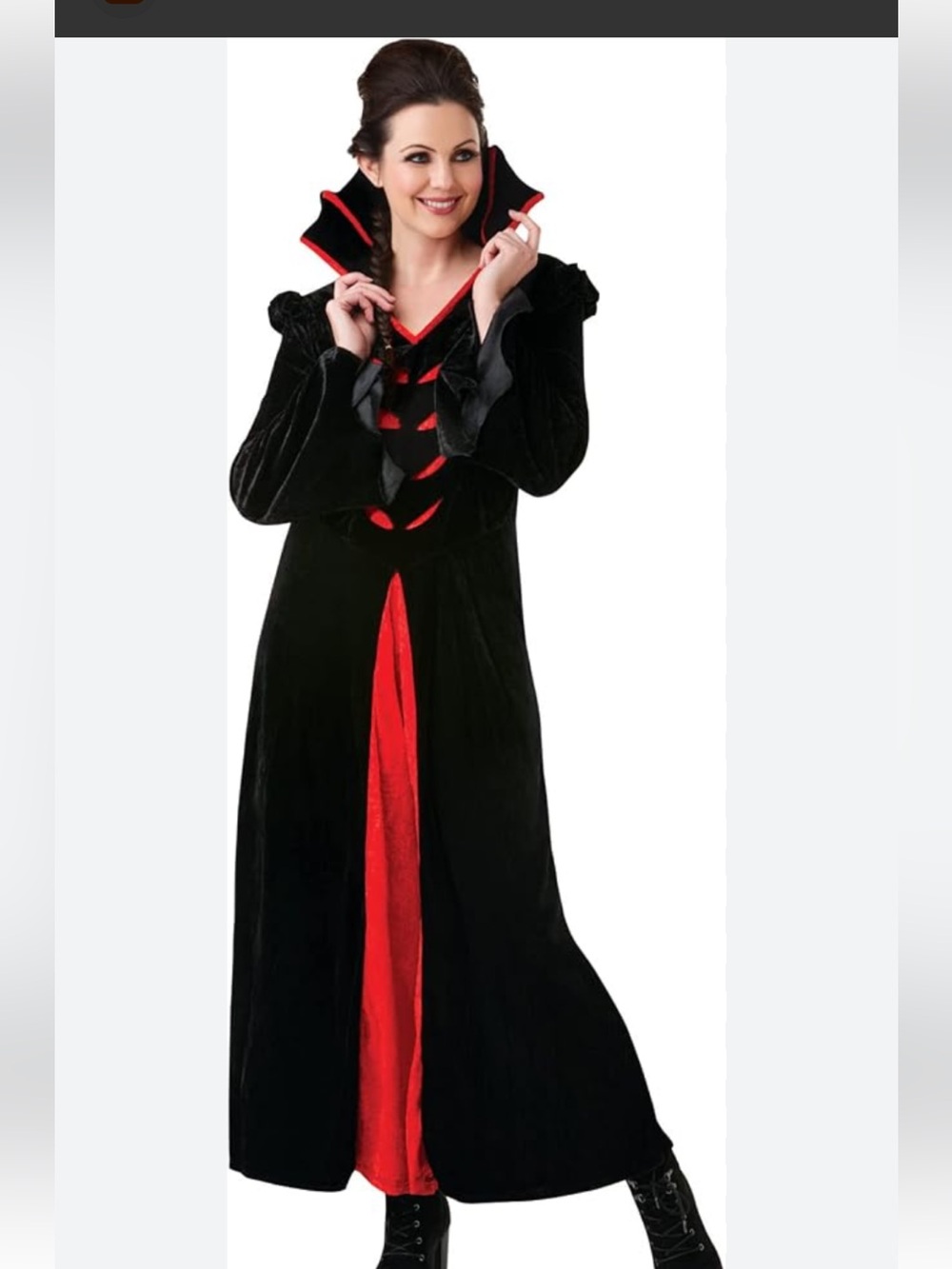 BLACK Red Vampire QUEEN COUNTESS LONG DRESS corset back flowy sleeves witchy OS